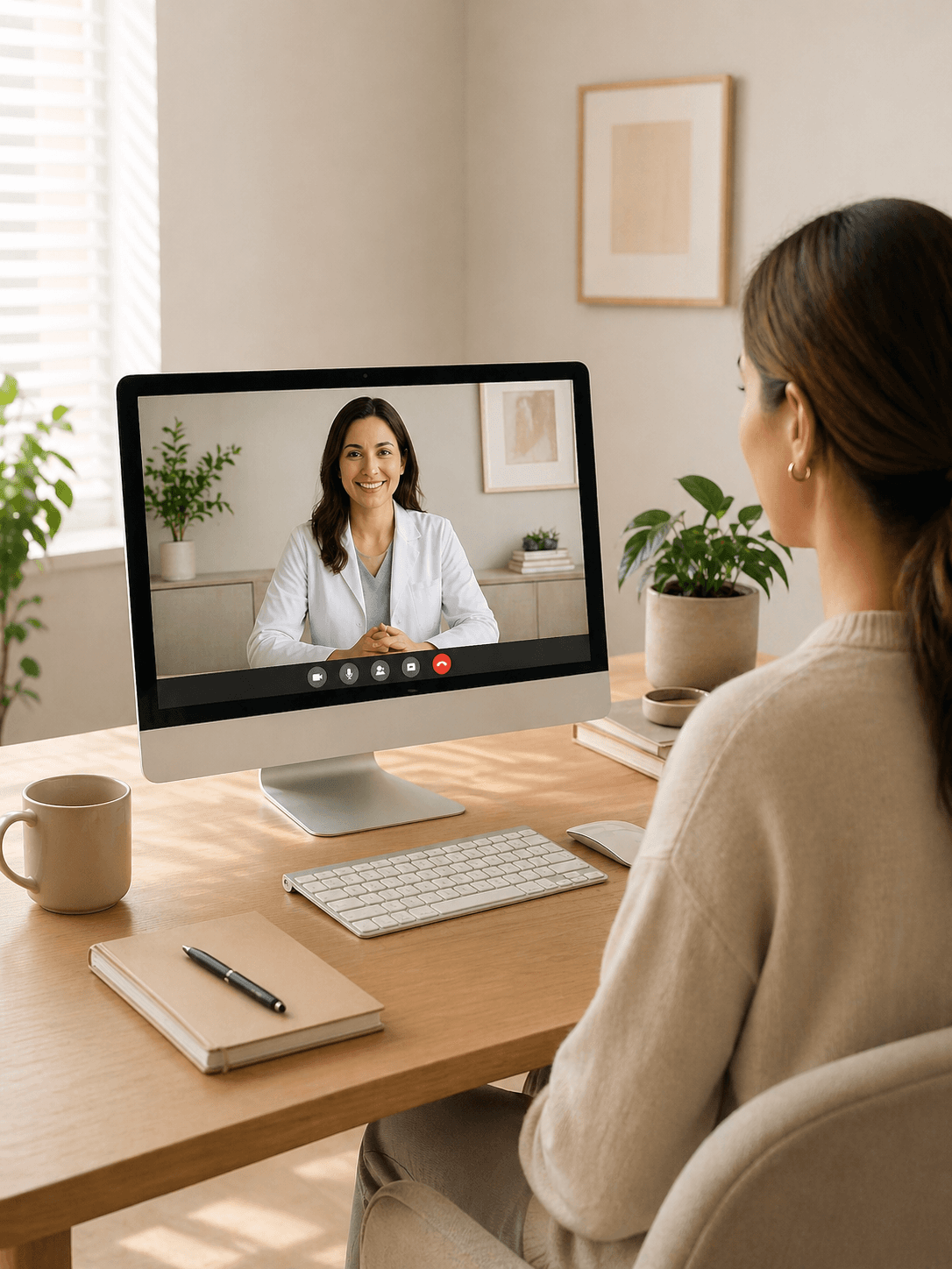 Patient meeting with their psychiatric provider over a secure telehealth video visit