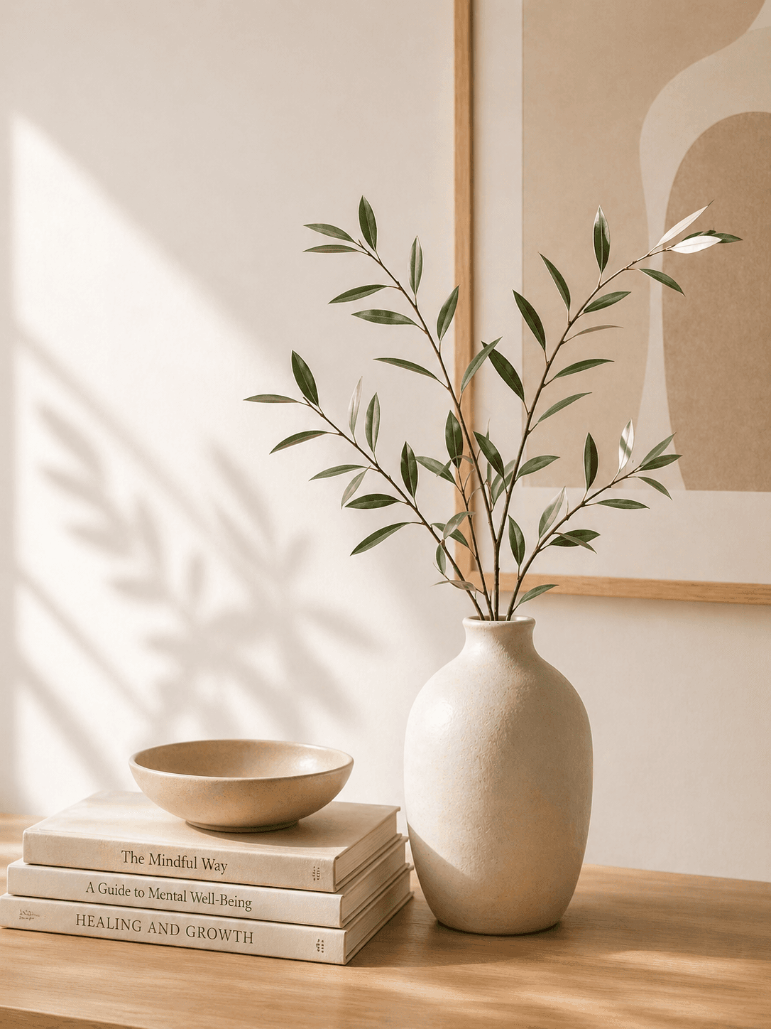 Calm, welcoming home setting where a patient takes a telehealth psychiatric appointment